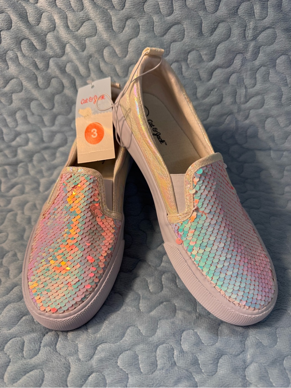 Cat & Jack Iridescent Pastel Slip-On Shoes in Pink and Mint